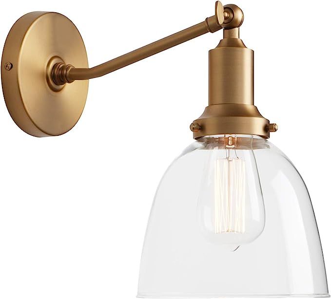 Permo Industrial Vintage Slope Pole Wall Mount Single Sconce with 6.7" Oval Dome Clear Glass Shad... | Amazon (US)