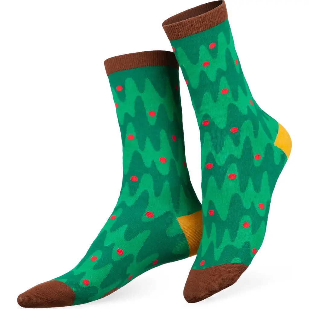 doiy Xmas Tree Crew Socks in Green Multi at Nordstrom | Nordstrom