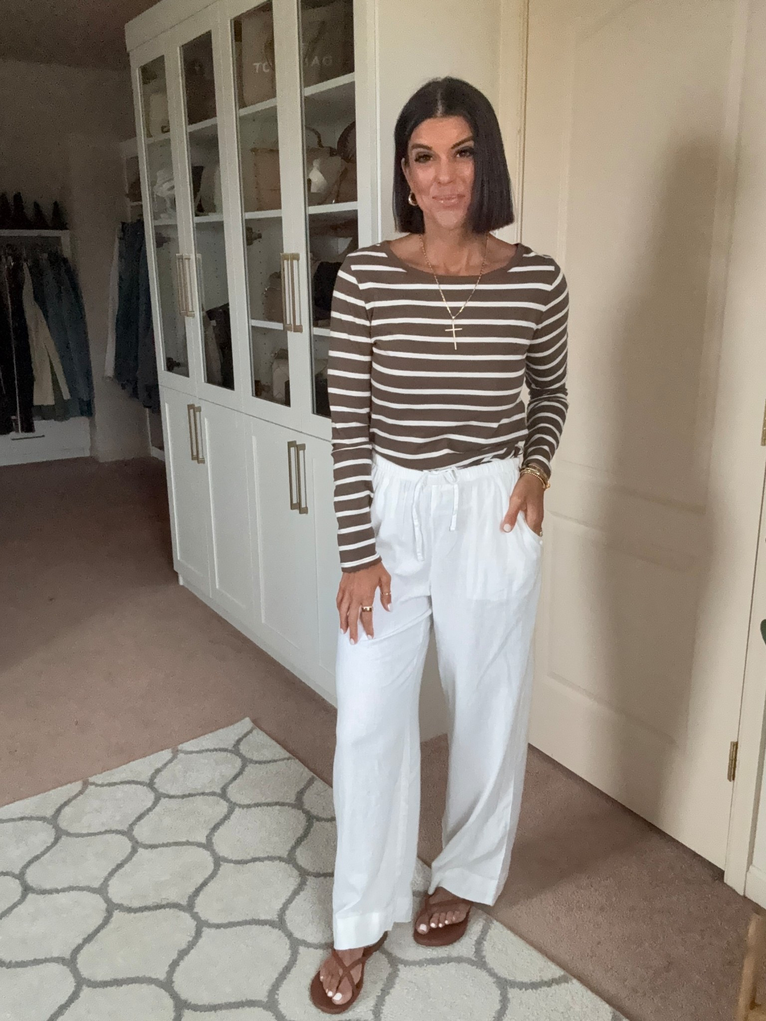 Size xs in target tee
Size small in linen pants 

#LTKSeasonal #LTKgrwm #LTKFindsUnder100