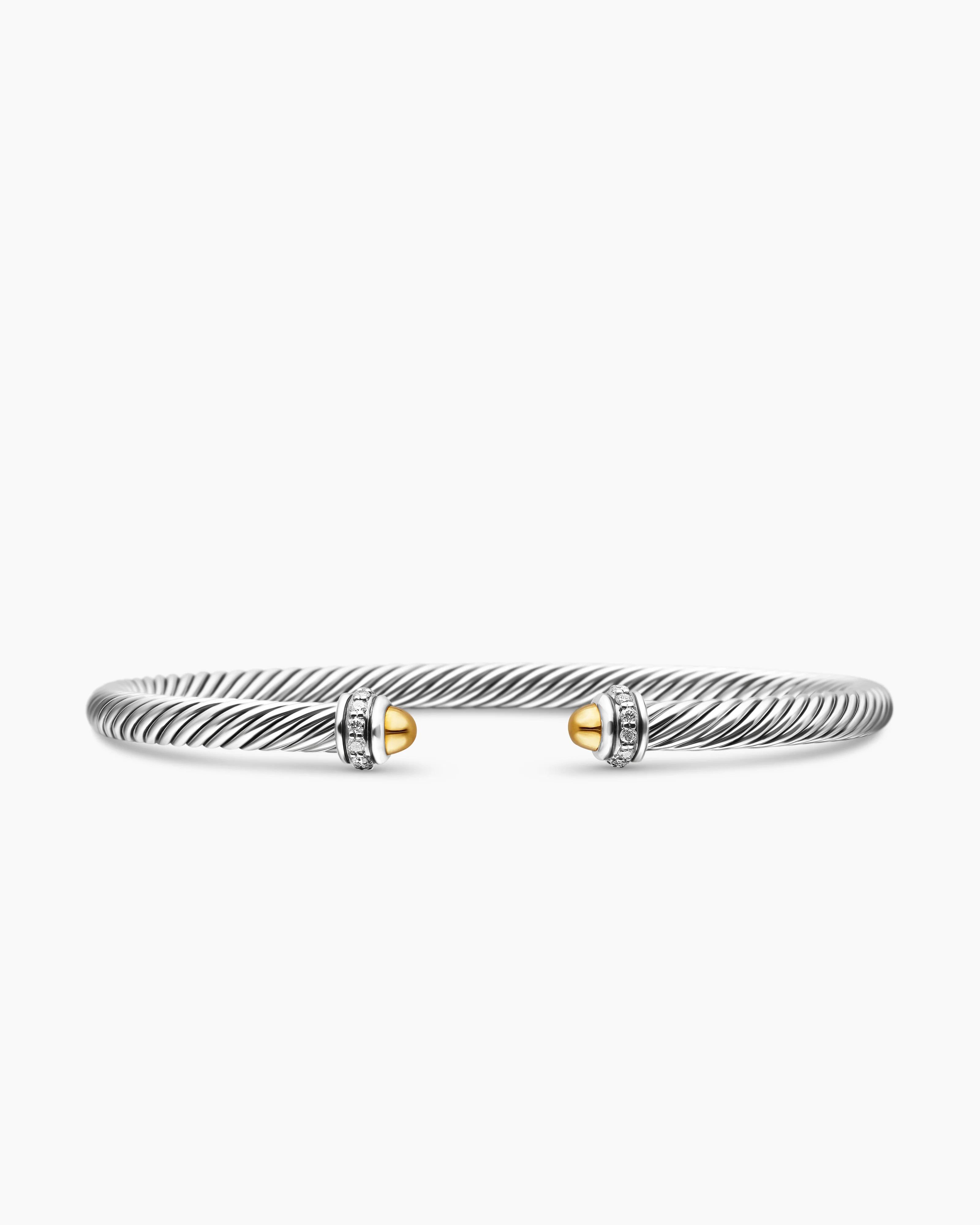 Sterling Silver with 18K Yellow Gold Domes and Diamonds, 4mm | David Yurman