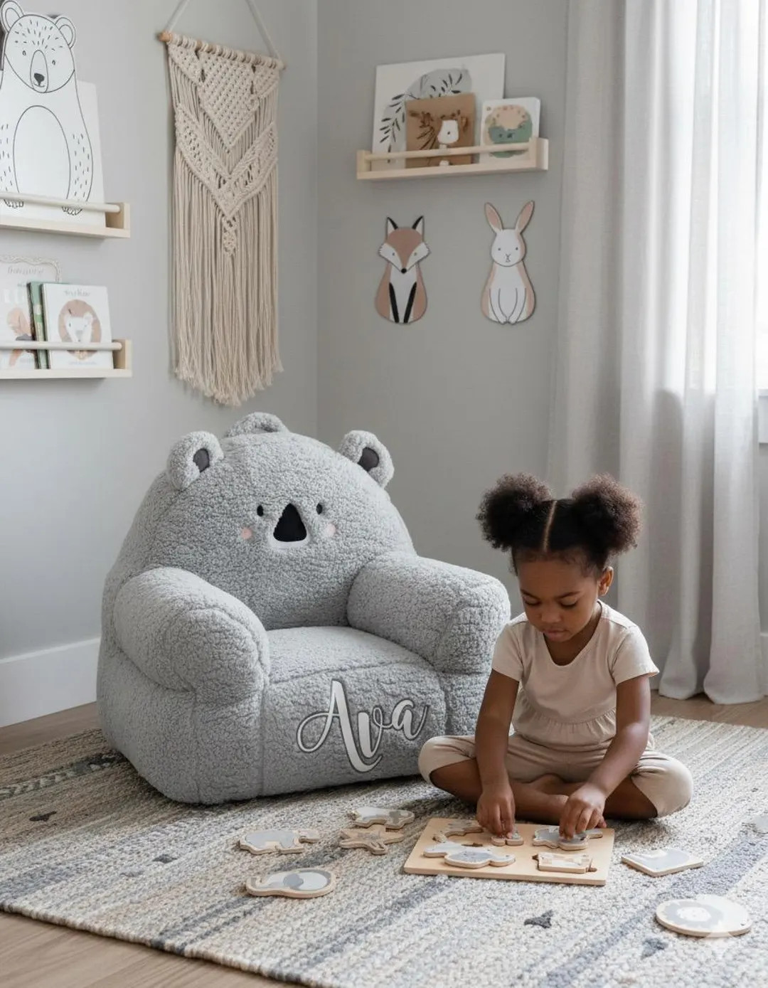 Personalized Kids Cozy Koala Chair With Custom Name – Adorable Plush Chair for Toddlers & Kids ... | Etsy (US)