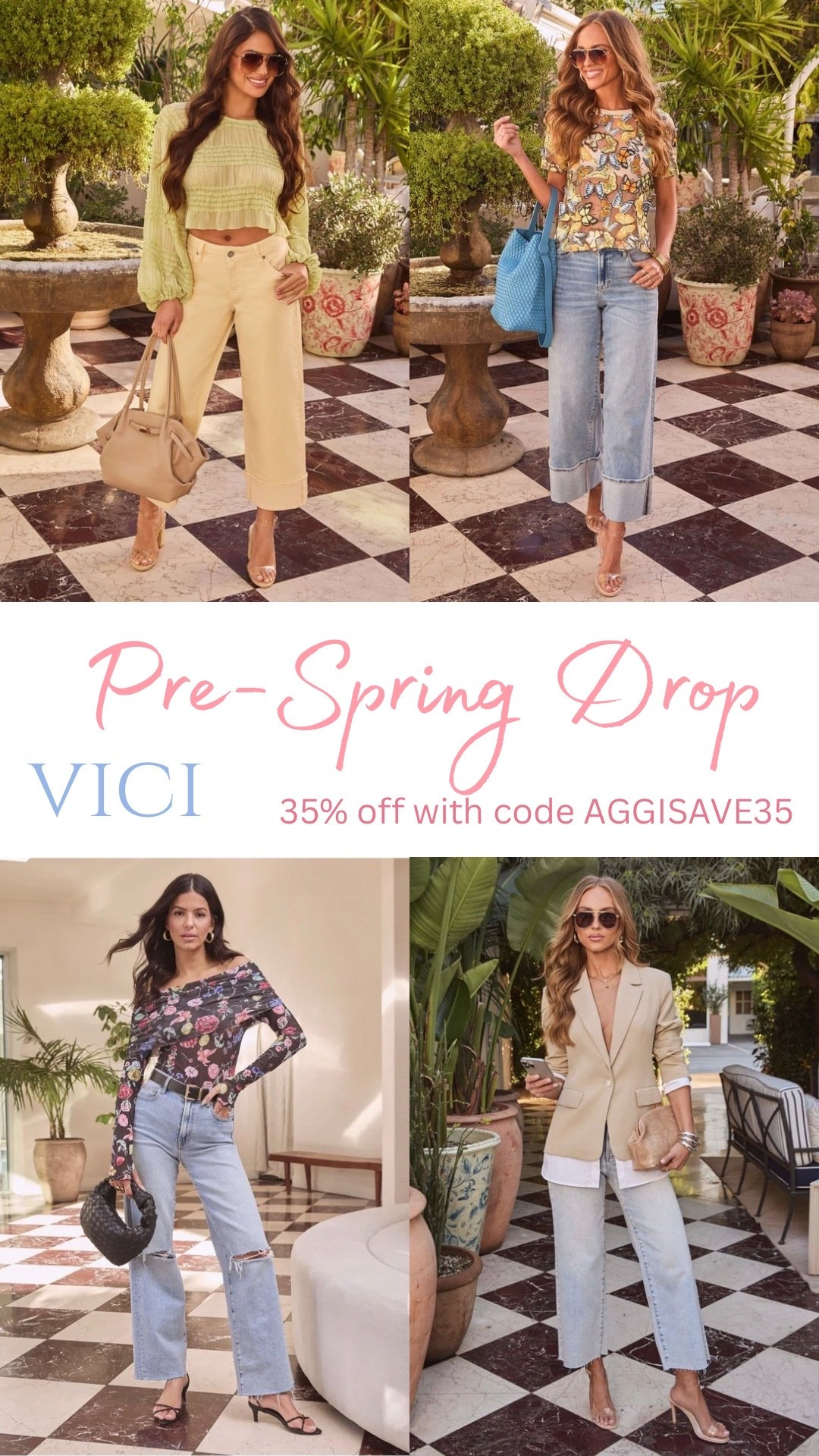 New Collection from Vici
save 35% with code AGGISAVE35

#vici #spring #jeans #denim #dress 

#LTKValentine #LTKootd #LTKmorningroutine