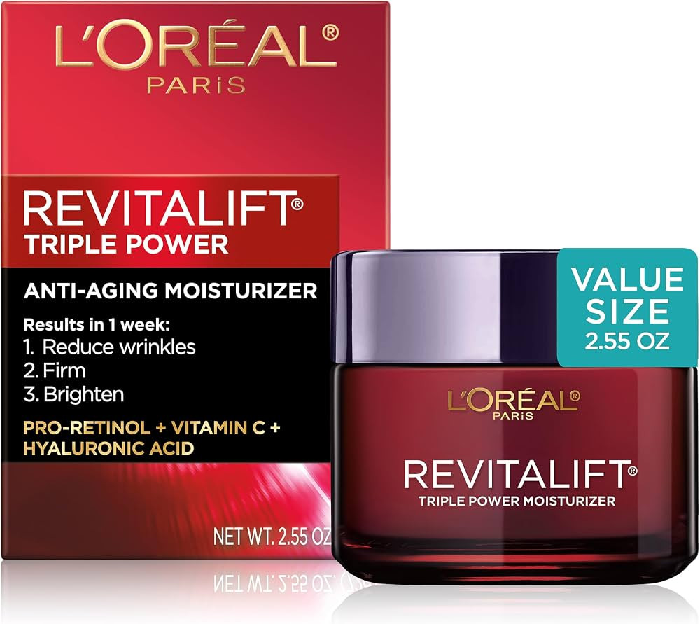 L'Oreal Paris Revitalift Triple Power Anti-Aging Face Moisturizer, Pro Retinol, Hyaluronic Acid &... | Amazon (US)