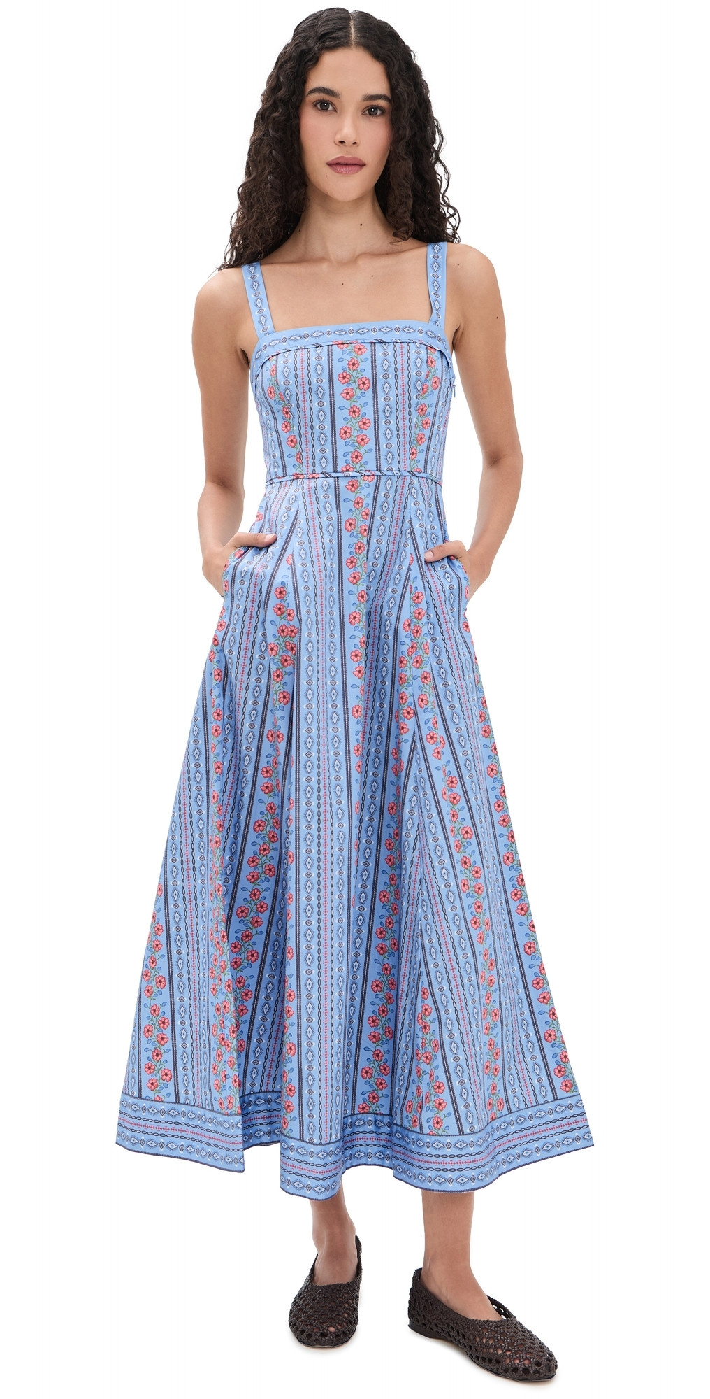 Hill House Home The Ezra Dress Floral Batik Stripe/Blue L | Shopbop