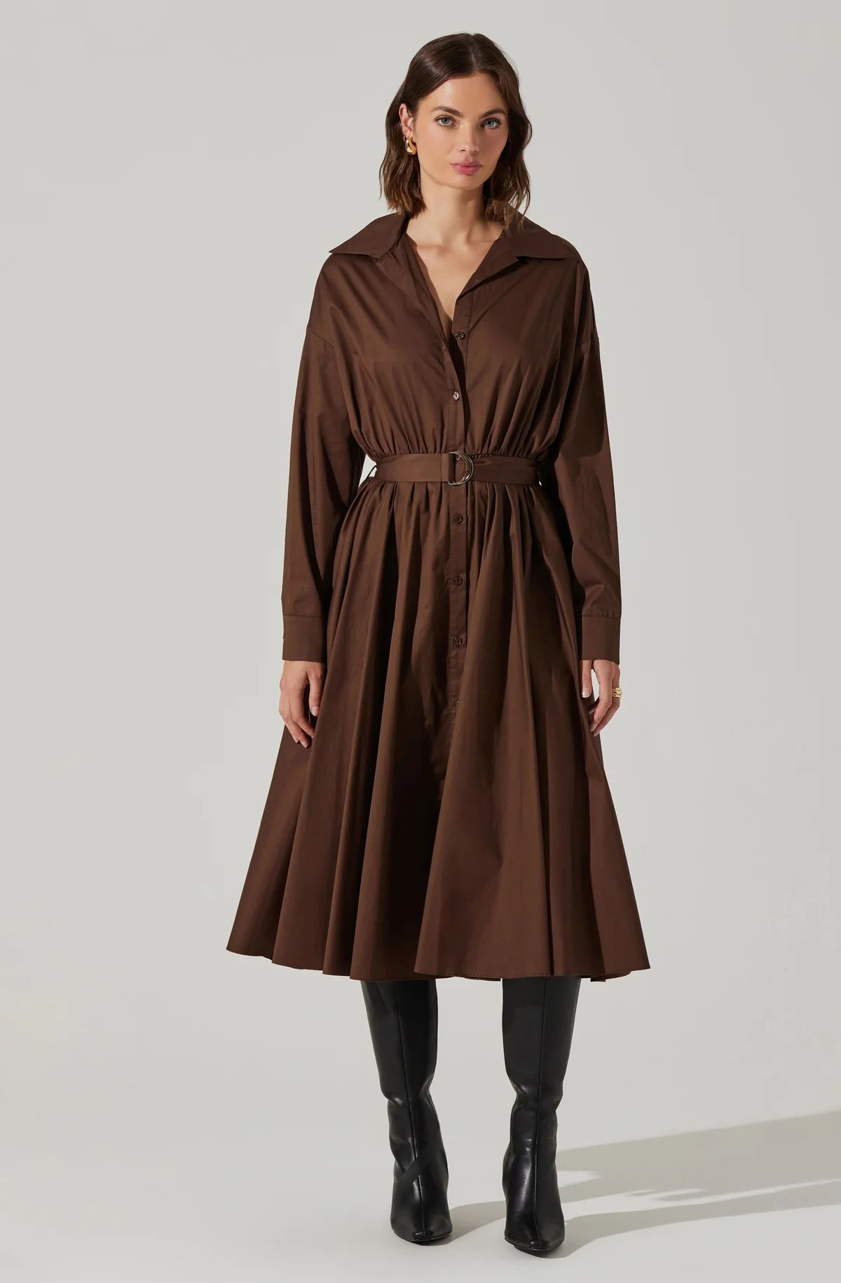 Darany Belted Midi Shirt Dress | ASTR The Label (US)