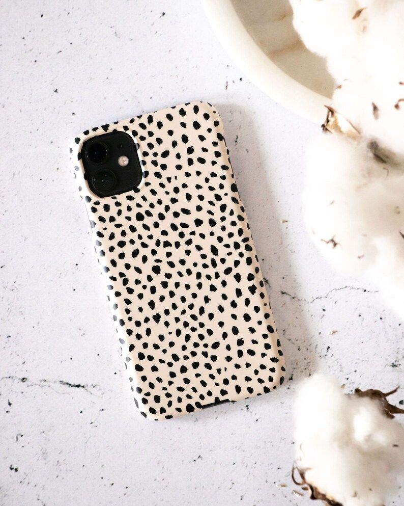 Black Spots on Beige iPhone Case Irregular Polka Dots Phone | Etsy | Etsy (US)