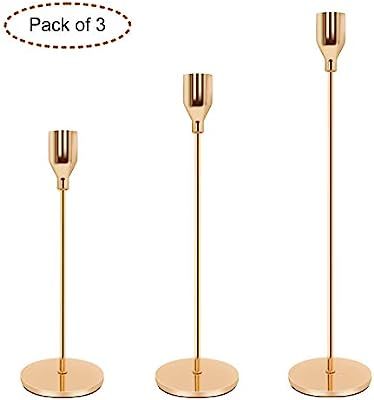 Taper Candle Holders Gold Table Decorative Candlestick Holder for Wedding Dinning Party Candle Ho... | Amazon (US)