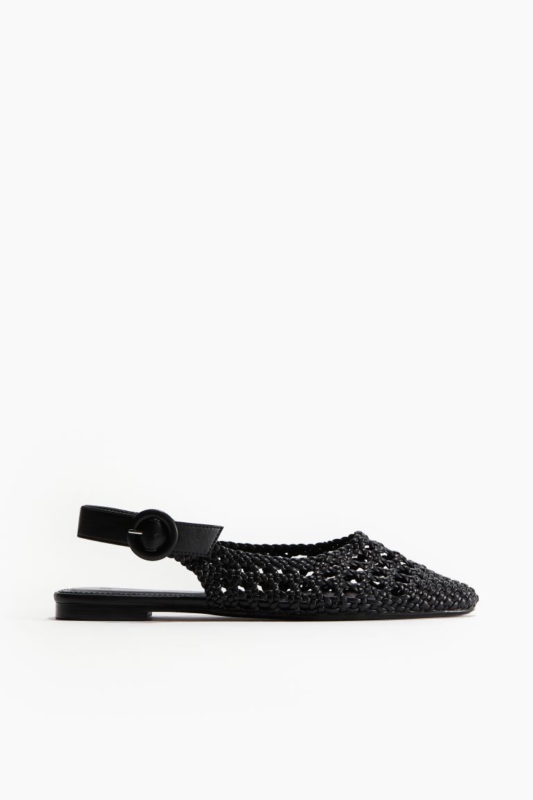 Braided Slingbacks - Low heel - Black - Ladies | H&M US | H&M (US + CA)