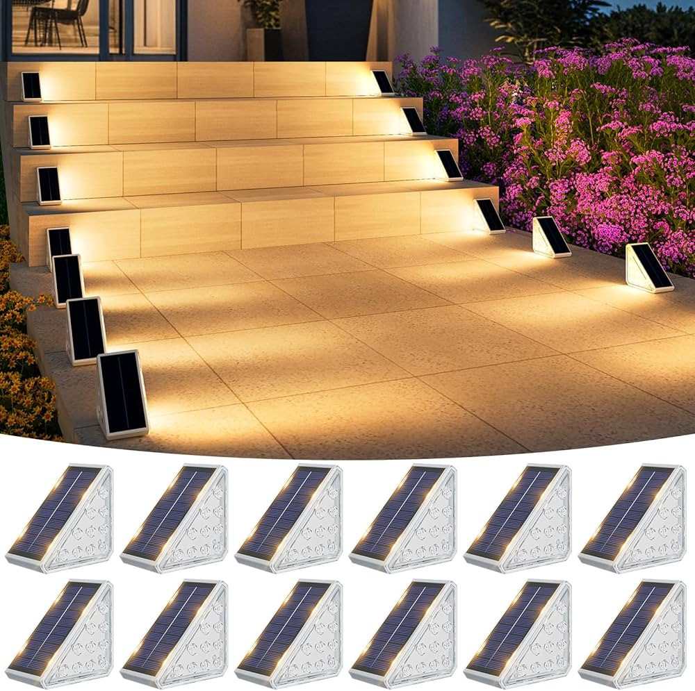 VOLISUN Solar Step Lights for Outside 12 Pack, Solar Stair Lights Outdoor Waterproof IP67, LED Ou... | Amazon (US)