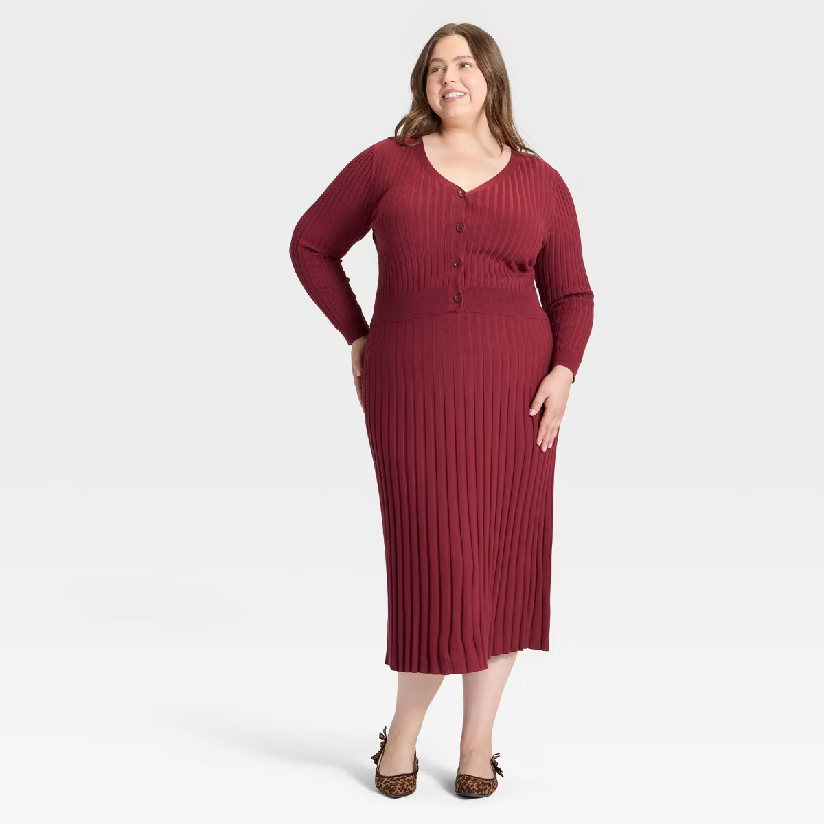 Women's Ribbed Mini Sweater Skirt - A New Day™ Maroon 1X | Target