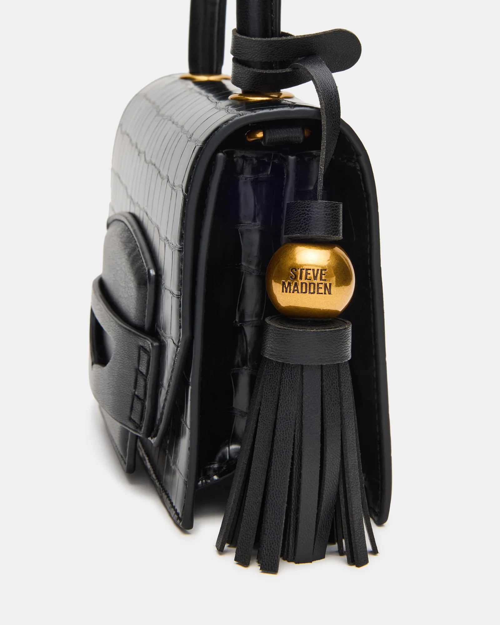 PREPPY Bag Black Structured Top-Handle Penny Loafer Crossbody Handbag | Steve Madden (US)