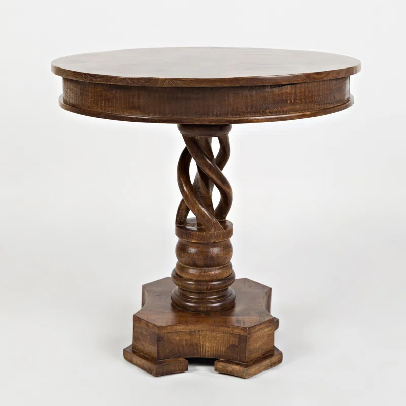 Bungalow Rose Garrettsville Solid Wood Pedestal End Table | Wayfair Professional
