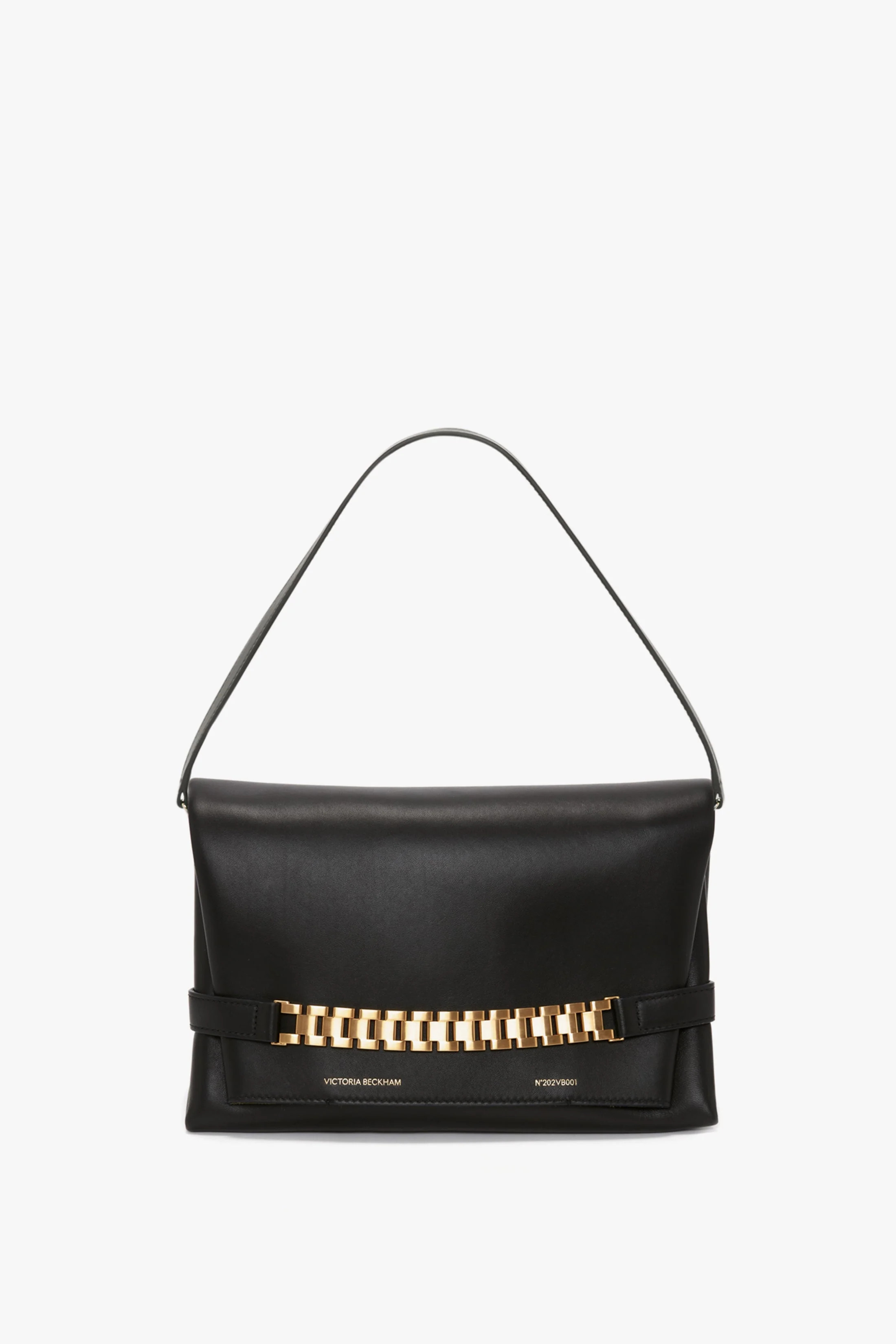 Chain Pouch Bag with Strap In Black Leather | Victoria Beckham US