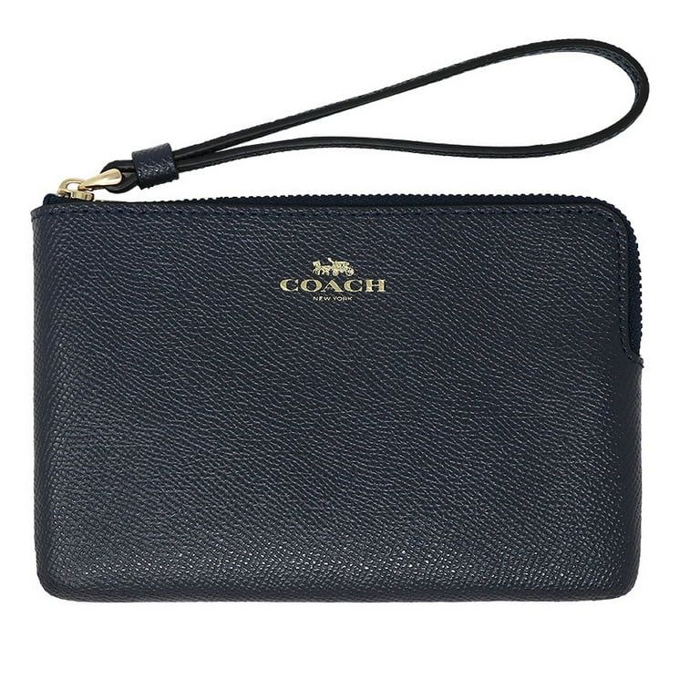 Coach Women's Crossgrain Leather Small Corner Zip Wristlet (Midnight) | Walmart (US)