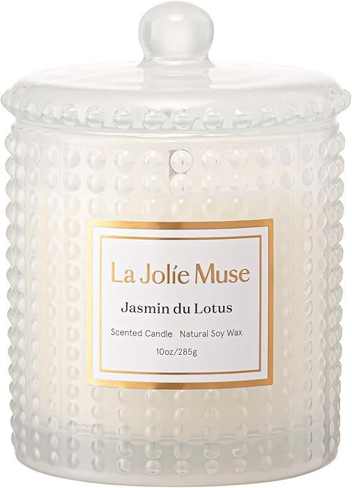LA JOLIE MUSE Jasmine du Lotus Scented Candles - Ivy, Jasmine, Cedarwood | 10 oz Natural Soy Wax ... | Amazon (US)