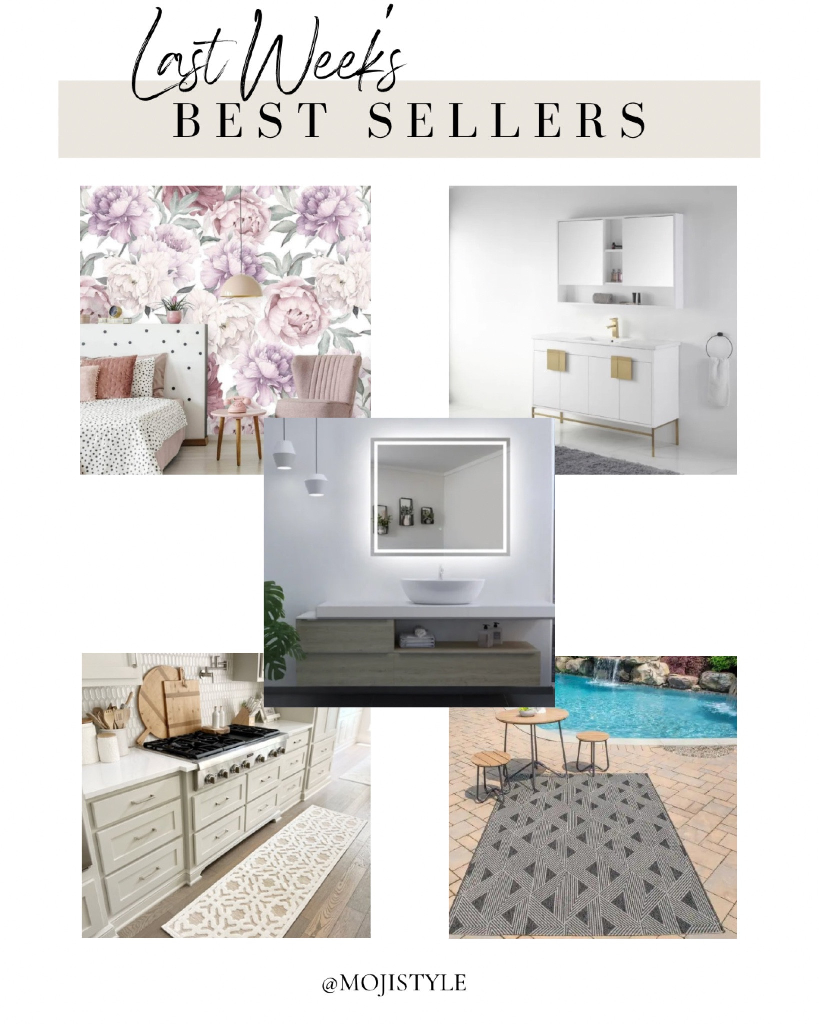 Sharing last week’s best sellers! From bathroom vanities and mirrors to indoor and outdoor rugs and the wallpaper from our latest DIY project!

#LTKHome #LTKSaleAlert