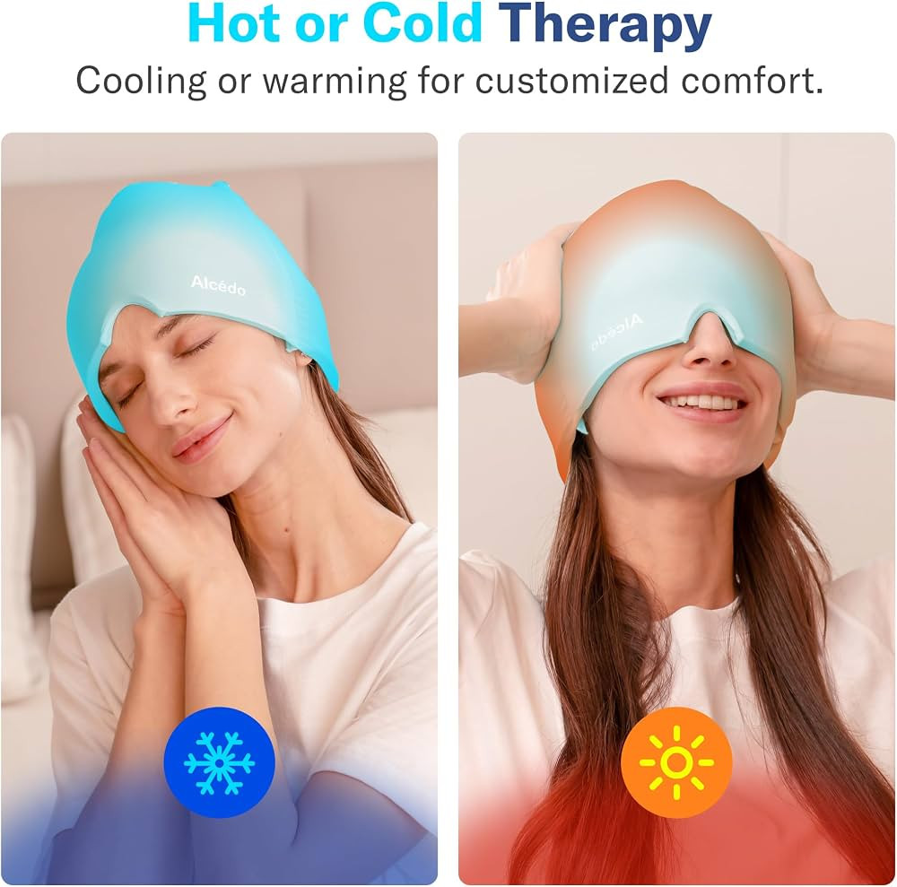Alcedo Migraine Relief Cap, Hot & Cold Headache Hat Gel Ice Pack Mask, Face Compress Heating Cool... | Amazon (US)