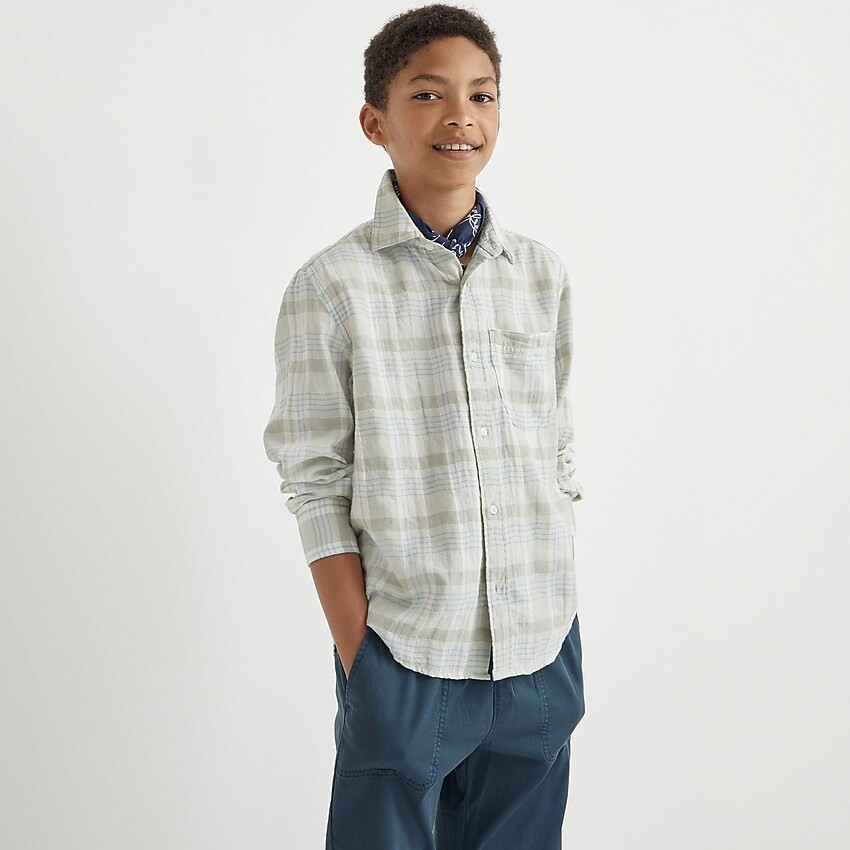 Kids' relaxed-fit shirt in herringbone plaid | J. Crew US