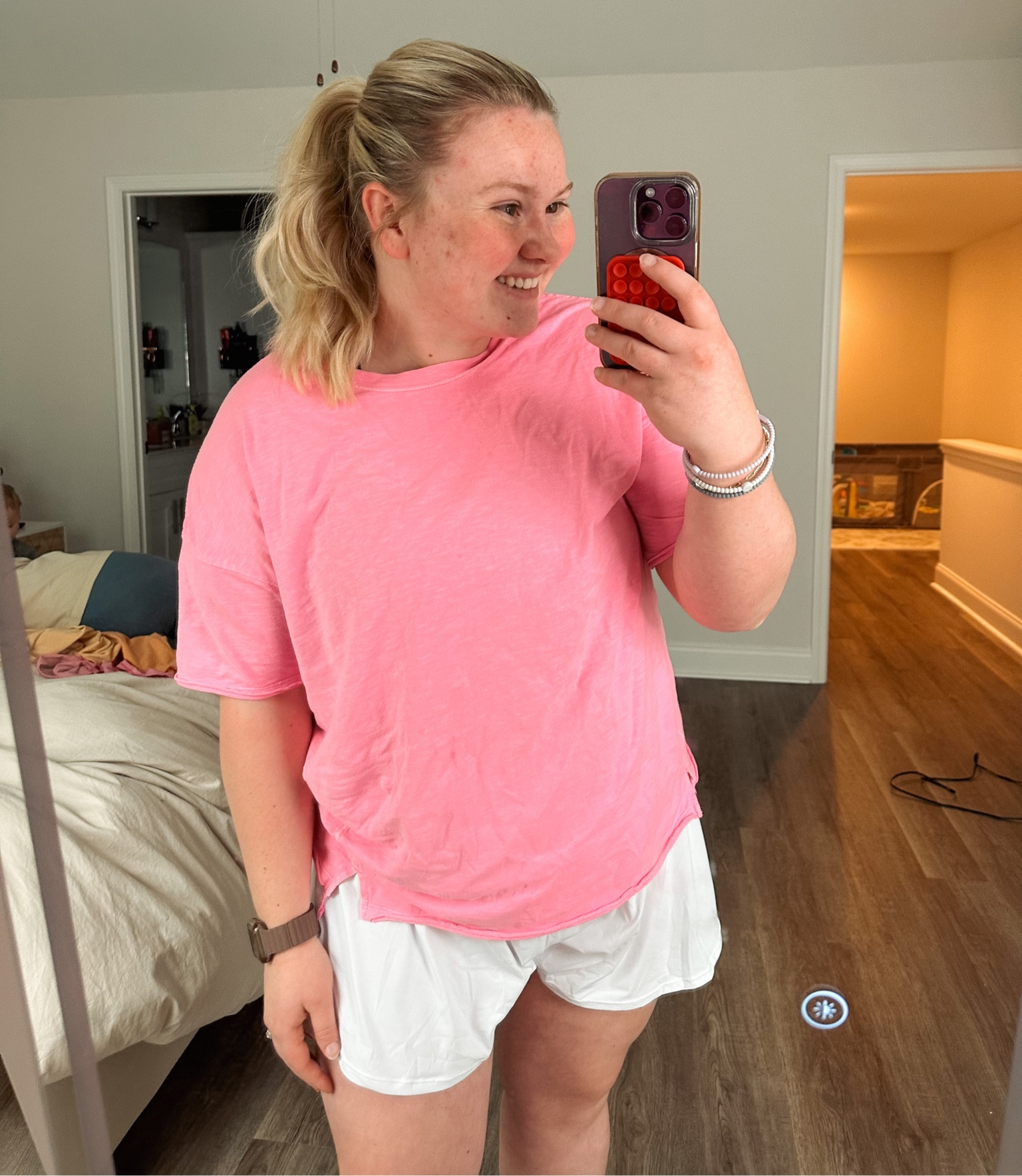 Comfy, cozy, and cute!
Amazon shorts and Aerie tee 
