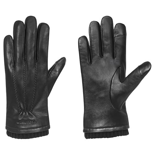 Cole Haan Premium Black Leather Gloves for Men, Size Medium, Touchscreen Thumb and Index Finger, Knit Cuff, Insulated Lining, and Three-Point Stitch | Amazon (US)