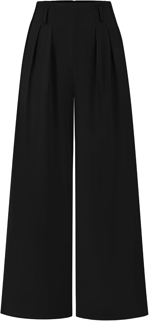 BTFBM Women's Elegant Flowy Dress Pants Front Pleated High Waisted Casual Wide Leg Loose Palazzo ... | Amazon (US)