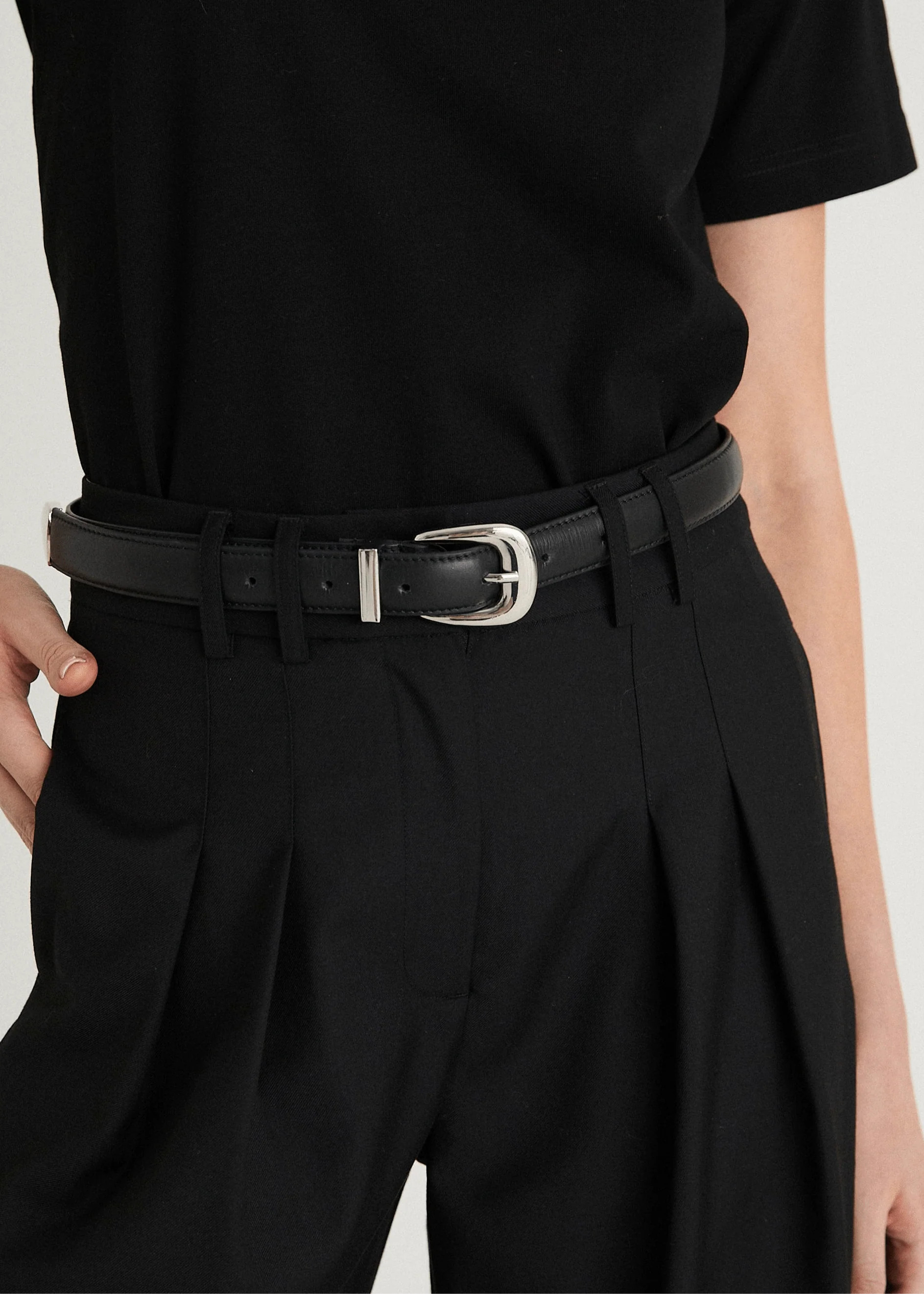 STATEMENT LEATHER BELT - BLACK / SILVER | WAT The Brand