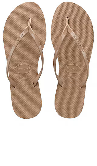 You Metallic Flip Flop in Rose Gold | Revolve Clothing (Global)