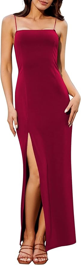 ZAFUL Women's Sexy Cutout Maxi Dress V Neck Backless Side Split Spaghetti Strap Club Party Bodyco... | Amazon (US)