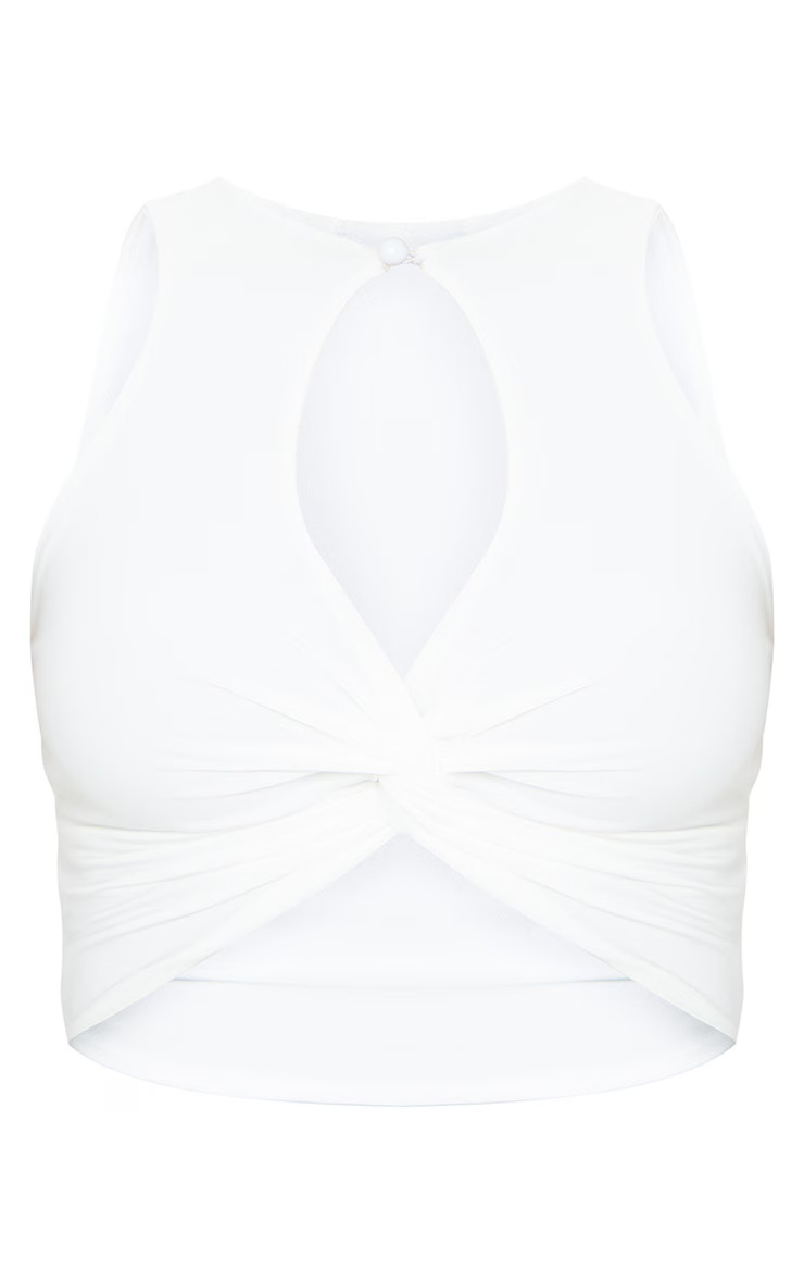 White Slinky Cross Front Key Hole Crop Top | Pretty Little Thing (Australia & New Zealand)