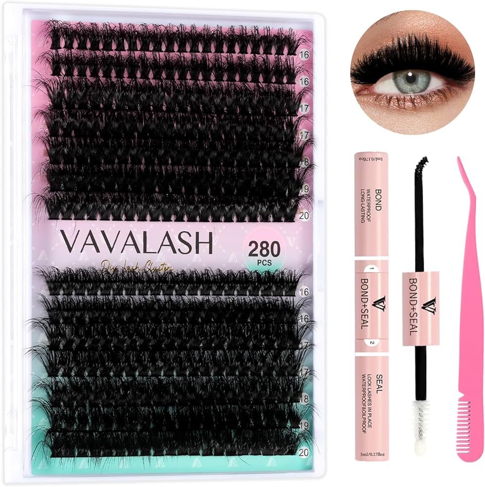 VAVALASH Fluffy Lash Clusters Kit 60D+80D 16-20mm Cluster Lashes Wispy Volume Individual Lashes, ... | Amazon (US)