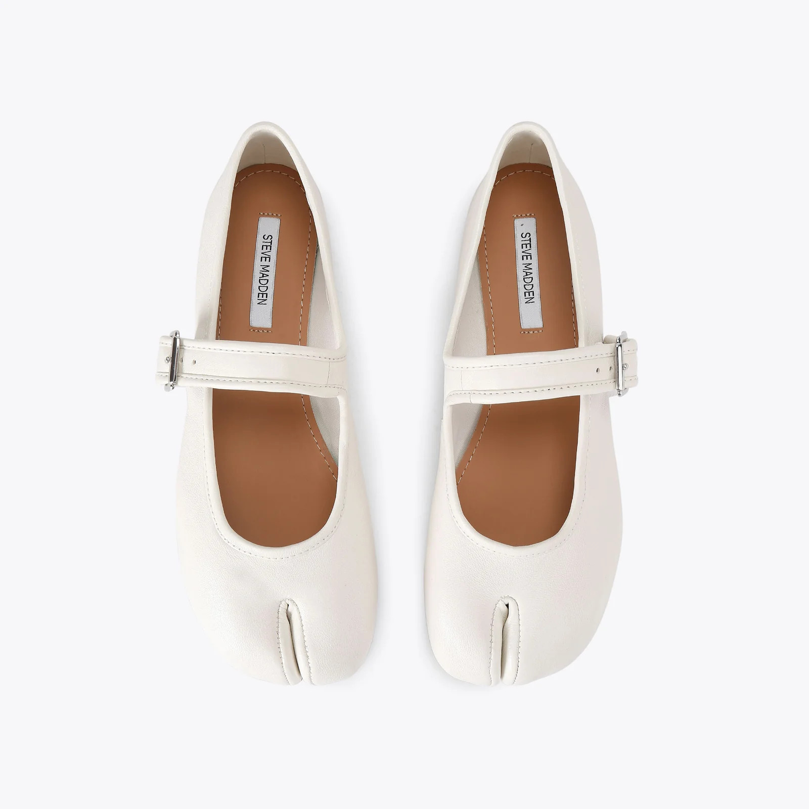 Calara White Leather Split Toe Ballet Flat | Steve Madden UK