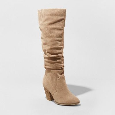 Women's Lanae Scrunch Boots - Universal Thread™ Taupe 5.5 | Target