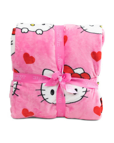 Hearts And Kittys Blanket, Polyester | TJ Maxx