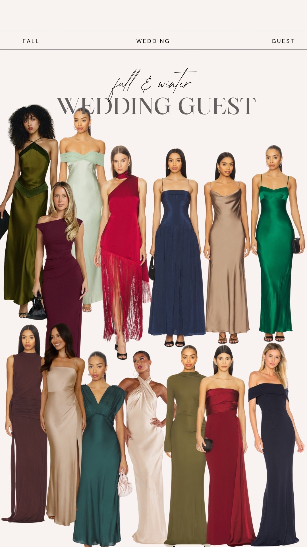 Fall wedding guest inspo 🤍 tones that never miss — navy, champagne, cherry red, and sage green. Perfect for any fall or winter celebration ✨#weddinggueststyle #fallfashion

#LTKSeasonal #LTKStyleTip #LTKWedding