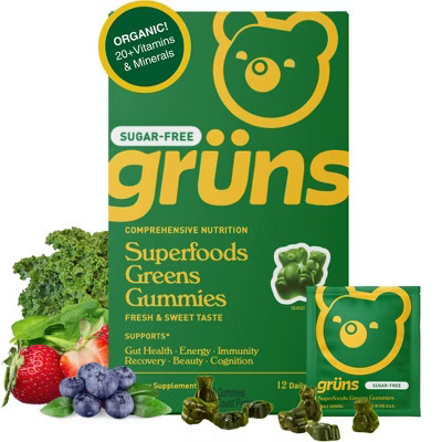 Grüns Adult Sugar-Free Superfoods Greens Gummies - 96ct/12 Servings | Target