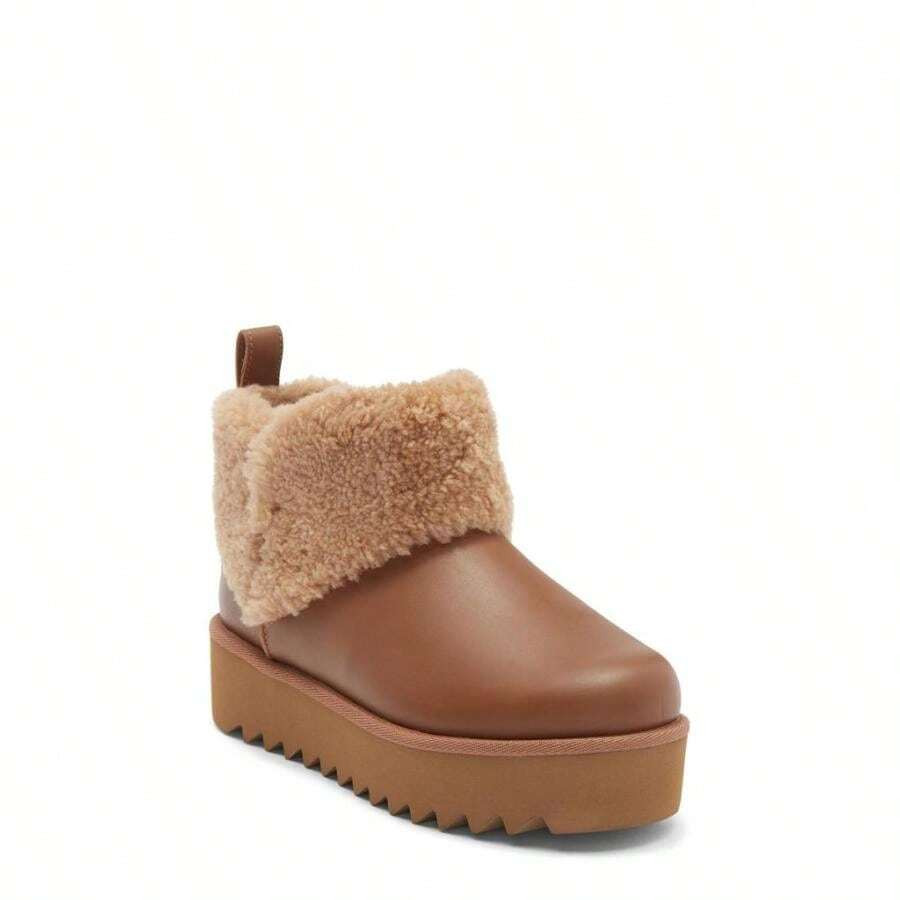 UGG Ultra Mini Alina Curled Genuine Shearling Platform Boot |  | Women Ankle Boots & Booties | SHEIN