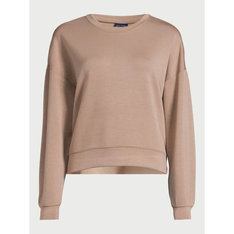 Scoop Women's and Women's Plus Ultimate ScubaKnit Cropped Sweatshirt with Drop Sleeves, Size XS-4... | Walmart (US)