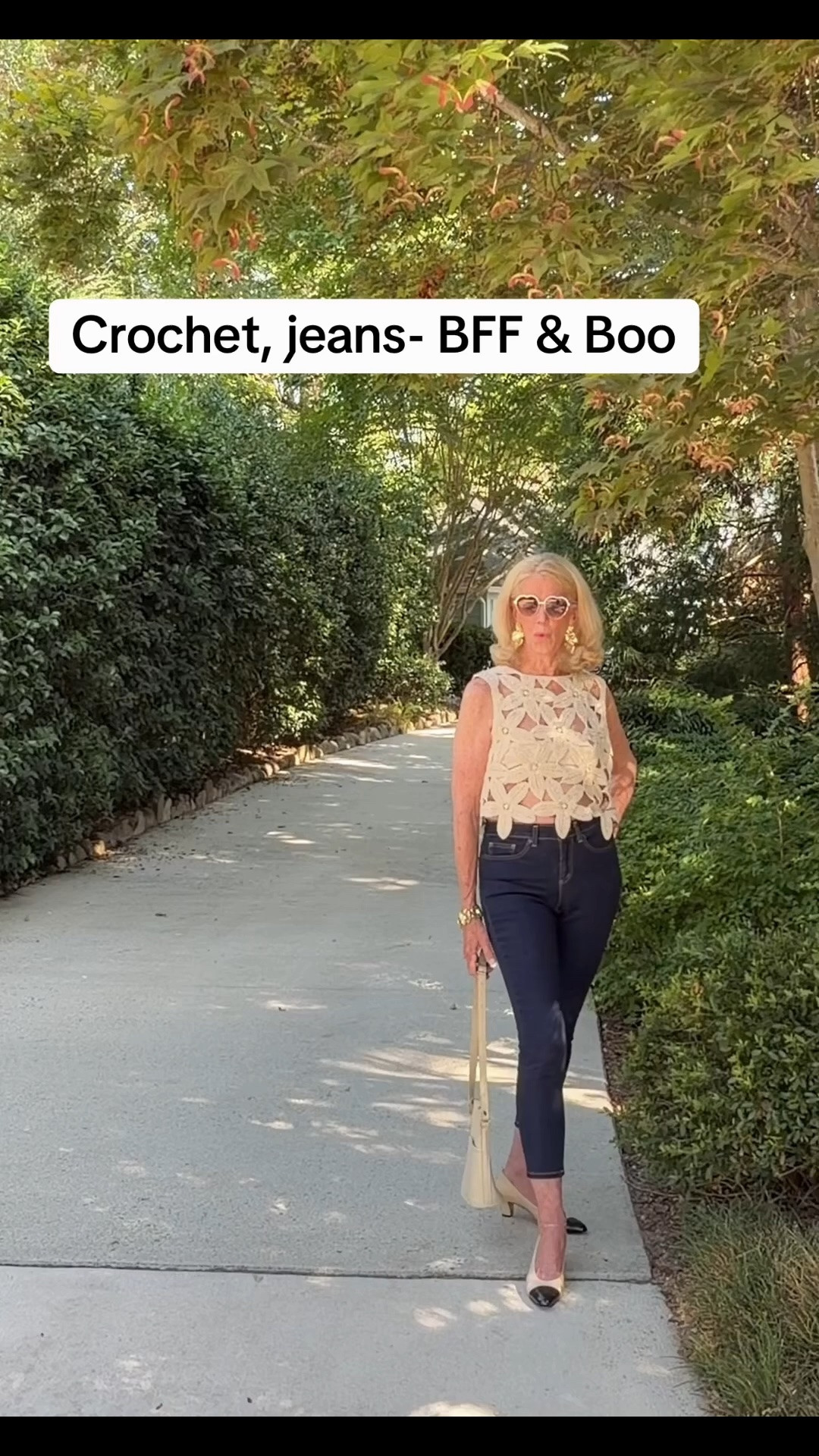 When your BFF girls call for  brunch or a little naughtiness later with your Boo- kick up those old Jean capris with a crochet see-through top, statement earrings and cap toed shoes. you’re ready to go! #fyp #trending #girls #club #party

#LTKOver40 #LTKootd #LTKTravel