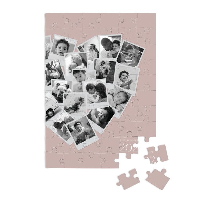 "Collage Heart" - Customizable 60 Piece Custom Puzzle in Purple by Minted. | Minted