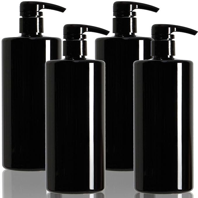 Youngever 4 Pack Pump Bottles for Shampoo, Empty Shampoo Pump Bottles, Plastic Cylinder with Lock... | Amazon (US)