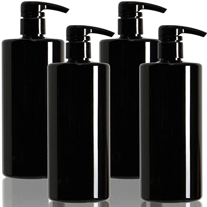 Youngever 4 Pack Pump Bottles for Shampoo, Empty Shampoo Pump Bottles, Plastic Cylinder with Lock... | Amazon (US)