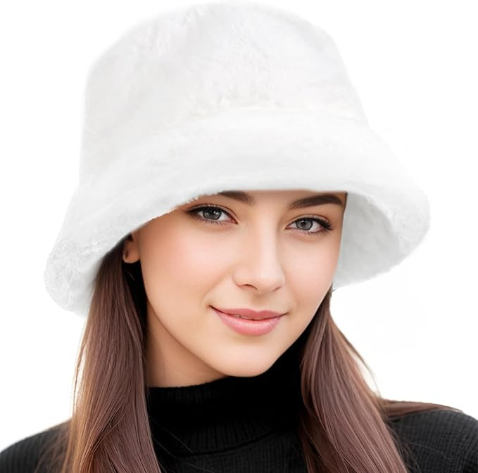 BFONS Faux Fur Winter Bucket Hat for Women Men Fuzzy Warm Hat Women's Furry Fisherman Cap for Cas... | Amazon (US)