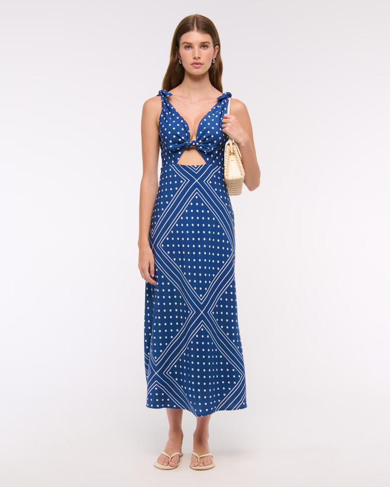 Tie-Front Scarf Midi Dress | Abercrombie & Fitch (US)