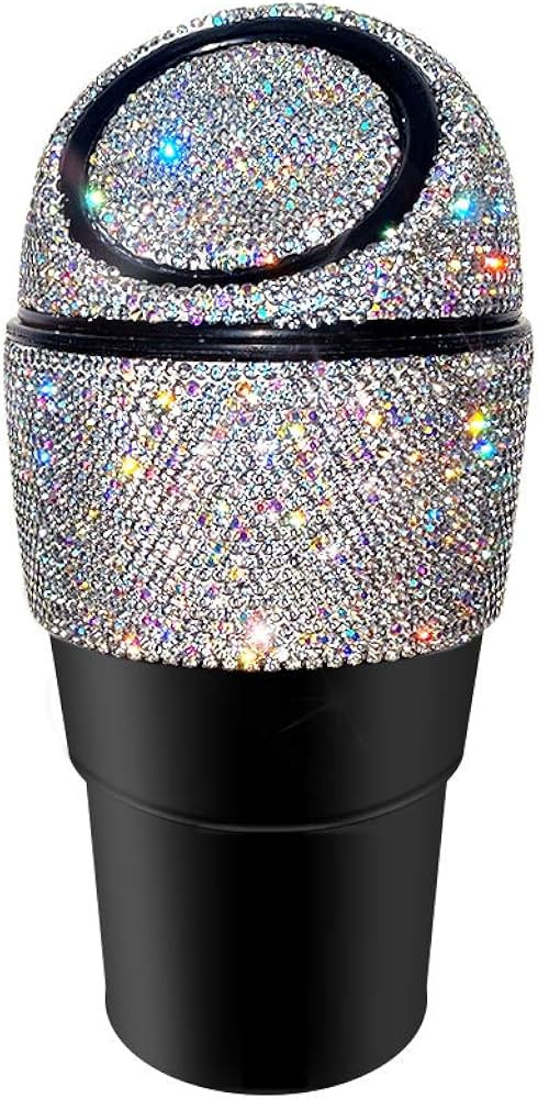 Bling Rhinestone Auto Garbage Can Car Trash Can with Lid Mini Garbage Bin for Automotive Car, Hom... | Amazon (US)
