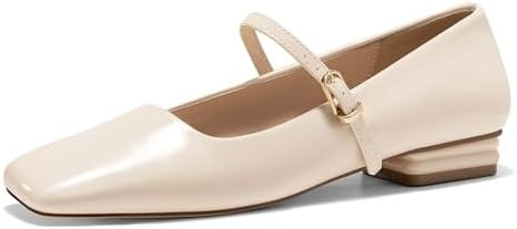 Coutgo Women's Mary Jane Flats Closed Square Toe Ballet Flat Dressy Comfortable Slip on Shoes | Amazon (US)
