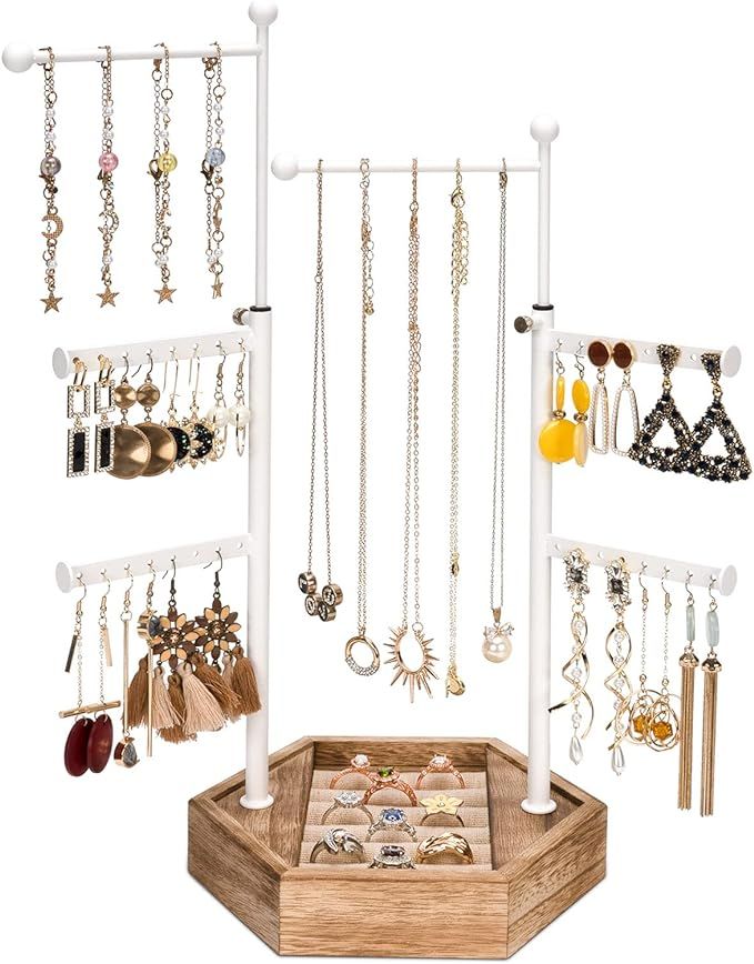 Emfogo Jewelry Organizer Stand - 6 Tier Jewelry Holder with Adjustable Height Necklace Holder Org... | Amazon (US)