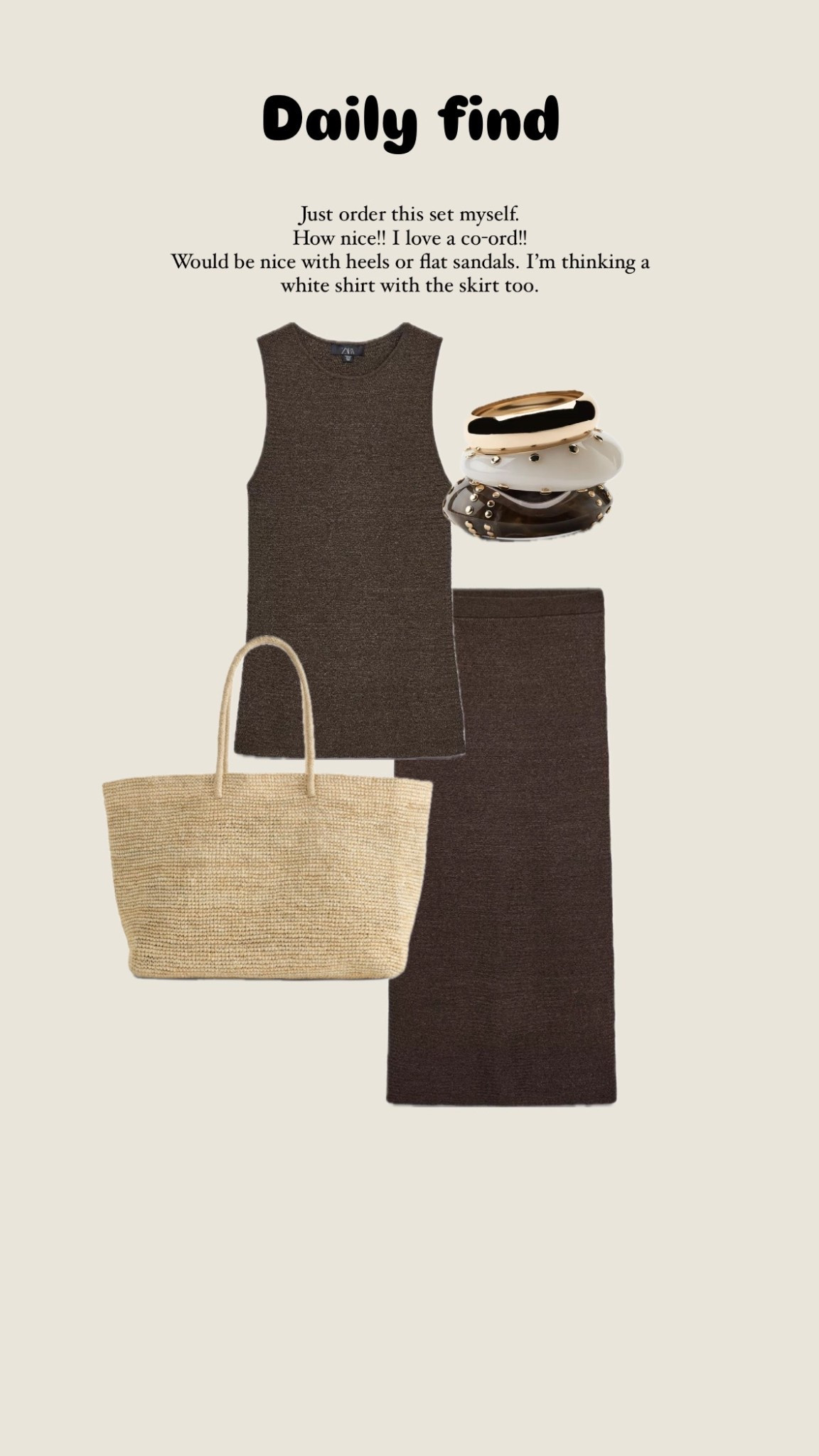 Daily find. 
Choc brown co-ord from Zara 🫶🏽