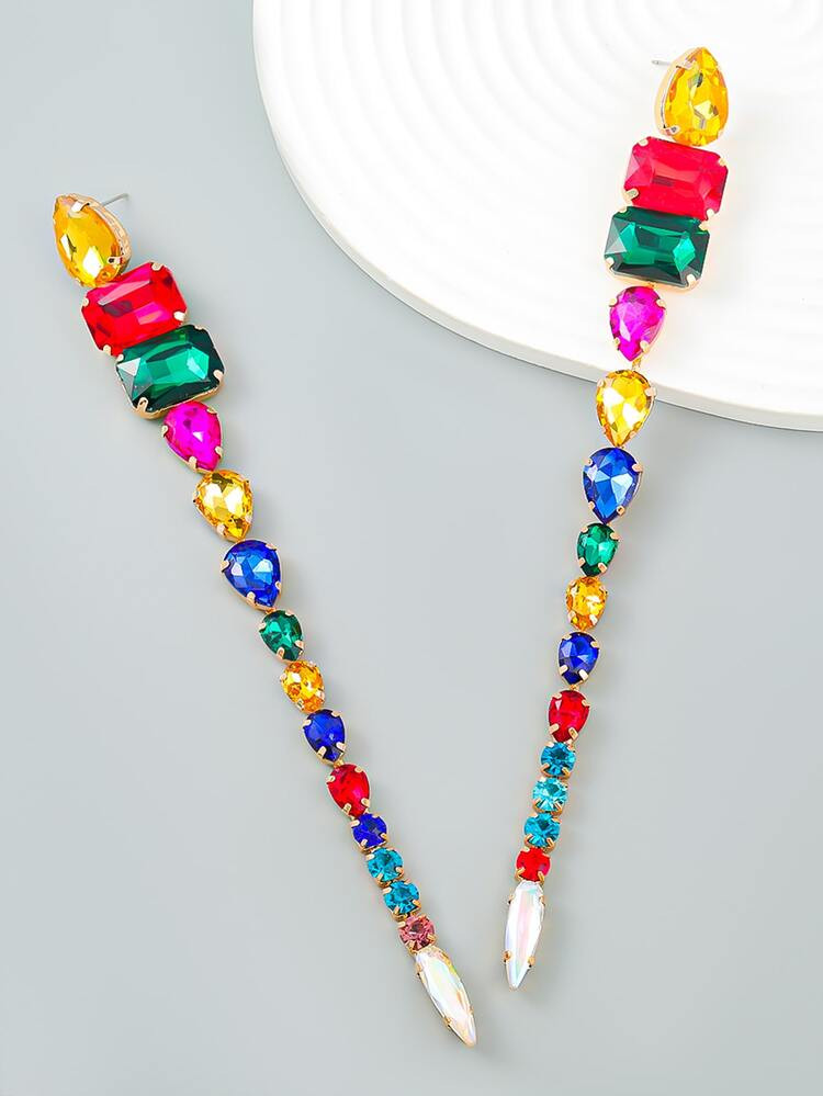 New
     
      Color Block Rhinestone Decor Drop Earrings | SHEIN
