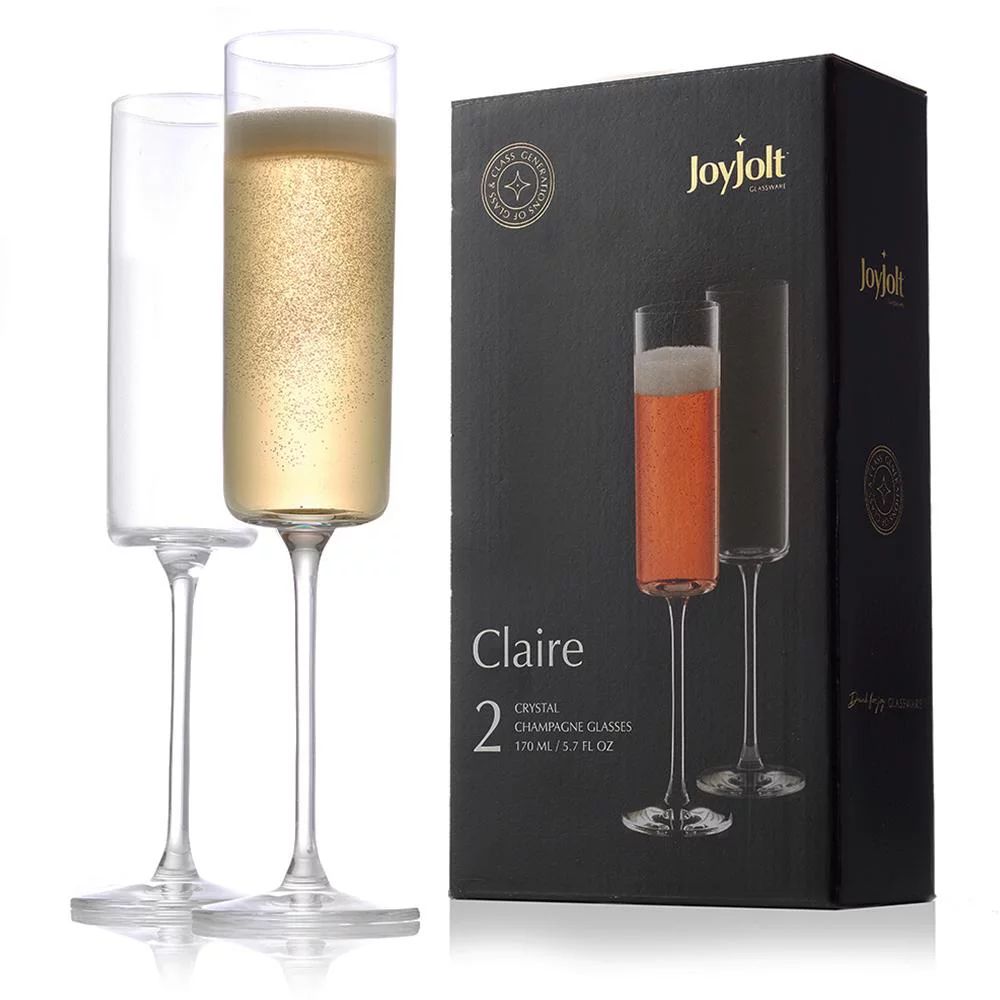 JoyJolt Claire European Crystal Champagne Glasses, 5.7 Oz Set of 2 - Walmart.com | Walmart (US)