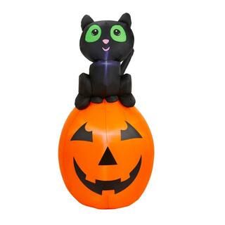 Home Accents Holiday 4.5 ft Cat Jack-O-Lantern Halloween Inflatable 22GM28370 - The Home Depot | The Home Depot